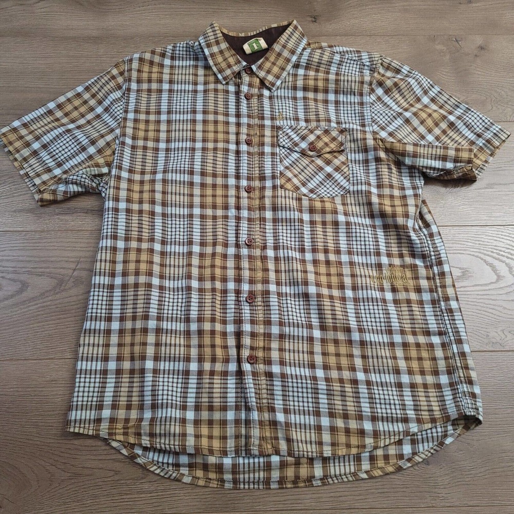 Volcom Shirt Men Medium Brown Casual Classiccore Preppy Short Sleeve Normcore